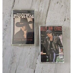 Lot Of 2 Vintage Cassette Tapes Billy Ray Cyrus Cover To Cover Shot Full Of Love